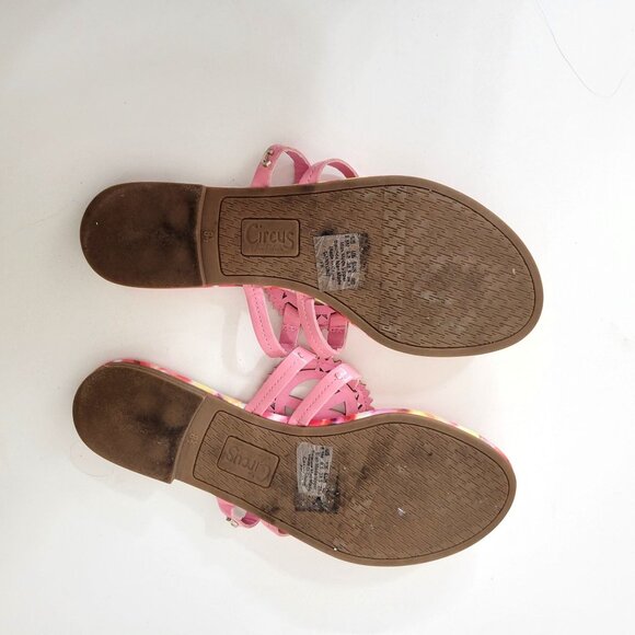 Circus By Sam Edelman Womens Pink Tie-Dye Peace Sign Sandals Size 8 1/2 - Picture 3 of 5